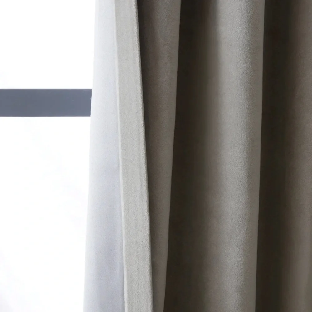 NWT QUINCE 48x96 Cotton Velvet Room Darkening Curtain Light Grey 2119
